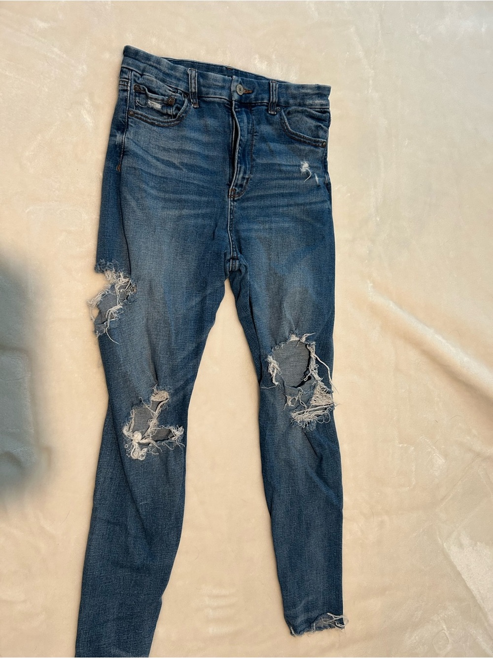 American Eagle Outfitters Women's Distressed Skinny Jeans - Blue
